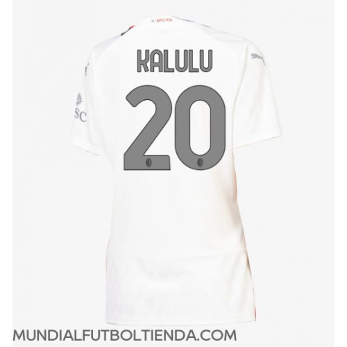 Camiseta AC Milan Pierre Kalulu #20 Segunda Equipación Replica 2023-24 para mujer mangas cortas